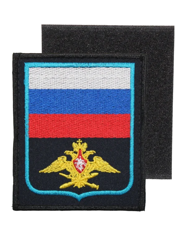 Шеврон вышитый на липучке "Герб ВКС МО РФ" (Синий)
