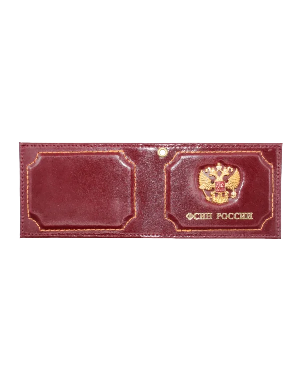 Обложка для удостоверения "ФСИН России" с металлической эмблемой (Красный)