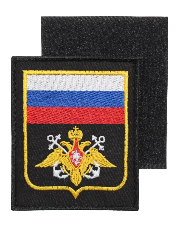 Шеврон вышитый на липучке "Герб ВМФ МО РФ" (Черный)