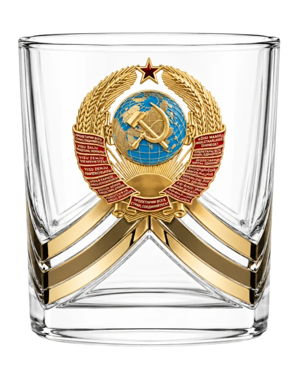 Стакан для виски с металлической эмблемой "Герб СССР"