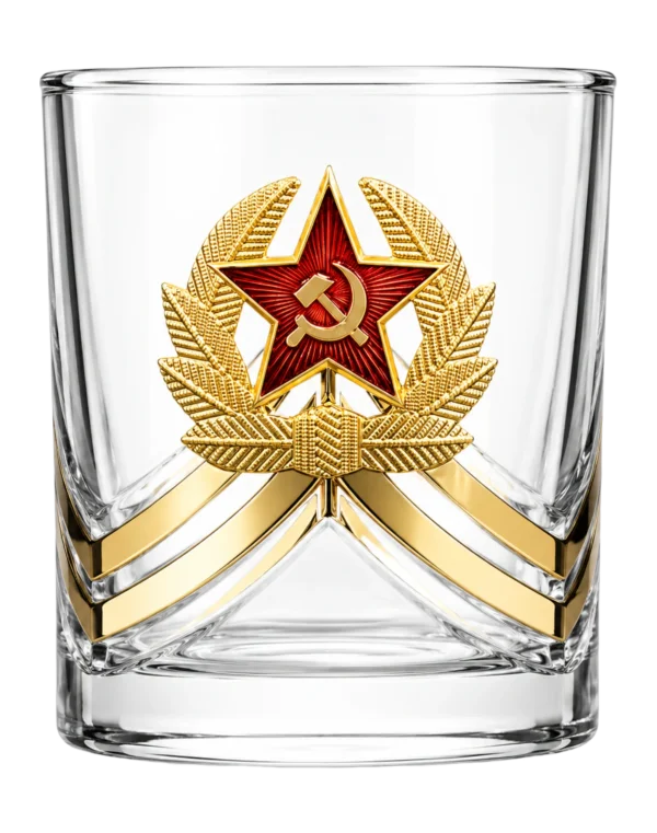 Стакан для виски с металлической эмблемой "Серп и Молот"