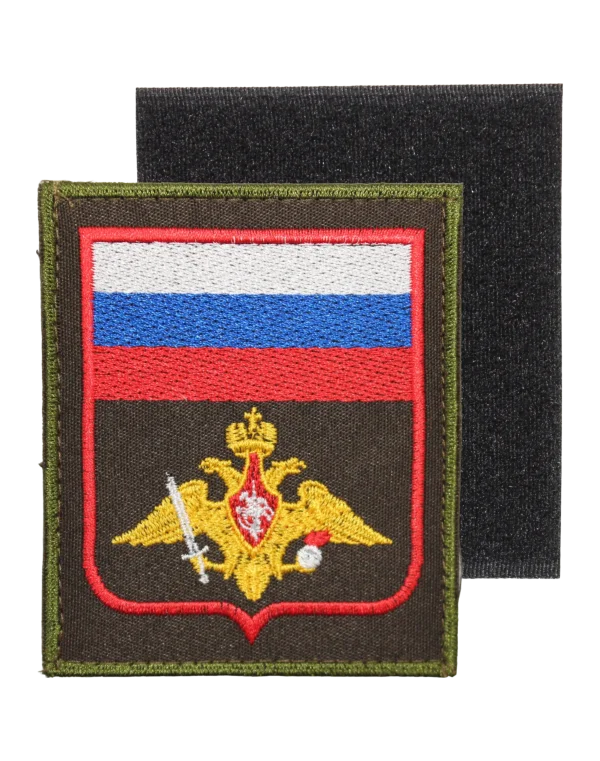 Шеврон вышитый на липучке "Герб Сухопутных войск МО РФ" (Серебряный)