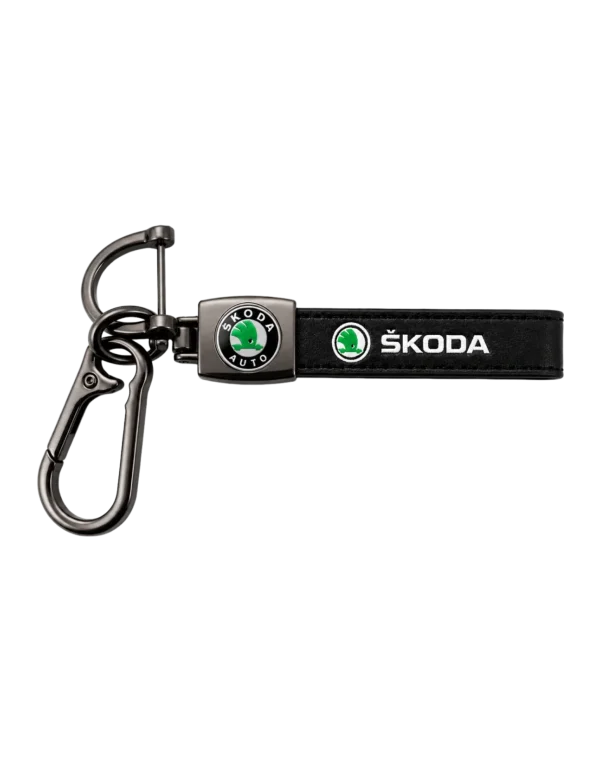 Кожаный брелок для ключей с логотипом "Skoda"