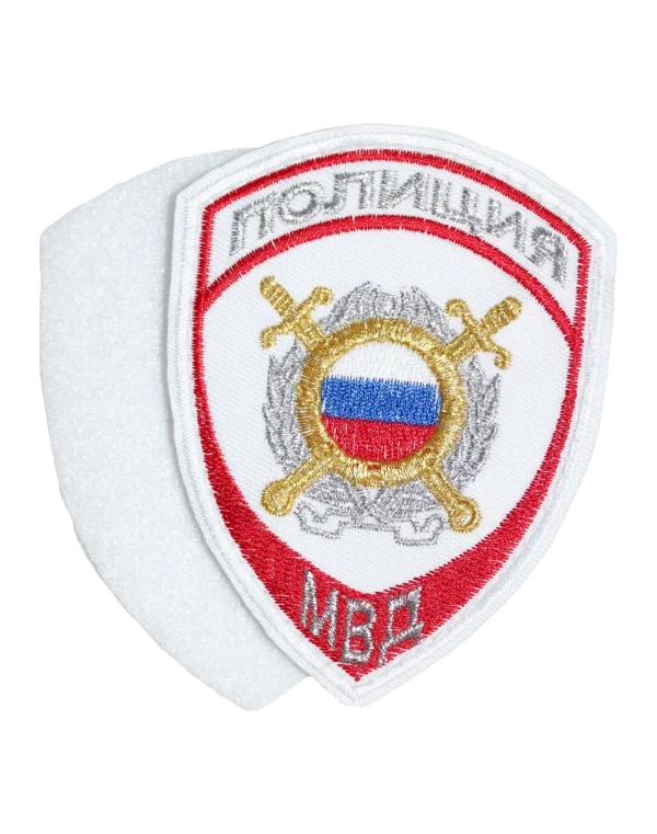 Шеврон вышитый на липучке "МВД-Полиции" 777 — ООП (Белый)