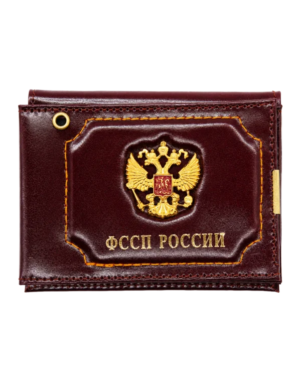Портмоне для удостоверения и автодокументов "ФССП России" с металической эмблемой (Красный)