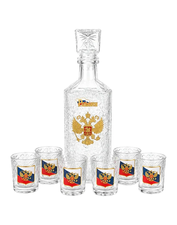 Набор графин-штоф и 6 рюмок "Триколор"