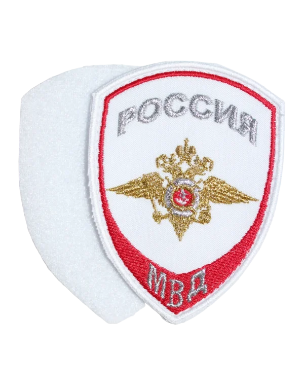 Шеврон вышитый на липучке "МВД-Внутренняя служба" — Орёл (Белый)